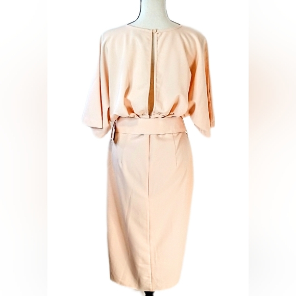 NWT Asos Peach Belted Long Maxi Retro 40s Style Yoke Waist Dress Size 12 Tall - Picture 6 of 14